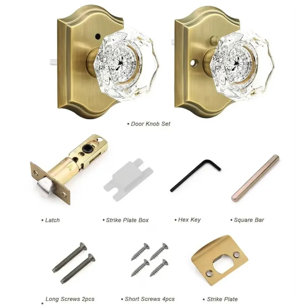 Brass Golden Tone Elegant Bathroom Door Nob New